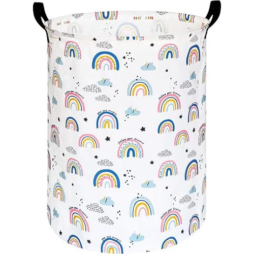 KUNRO Laundry Basket Nursery Hamper Kids Storage Bin Baby Toy Organizer Box Gift Basket for Room Decor