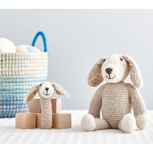 Dog Knit Plush & Rattle - Rattle