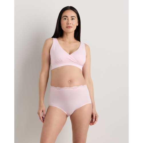 Organic Cotton Lace Trim Maternity & Postpartum Brief (6-pack) in Light Pink