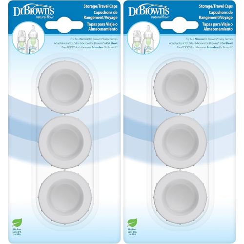 Dr. Brown's Replacement Travel Caps for Dr. Brown's Original, Options, and Options+ Baby Bottles, 3 Count (Pack of 2)