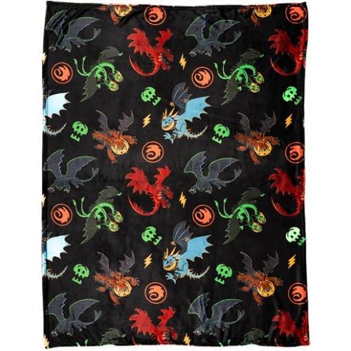 How to Train Your Dragon Toothless Kids Bedding Super Soft Plush Cozy Throw, 46 in x 60 in, (Officially Licensed Product) By Franco