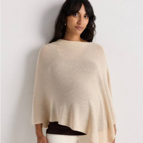Lightweight Cotton Cashmere Nursing Shawl in Heather Oatmeal