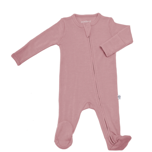 Footie Pajamas, Merino Wool, Blush