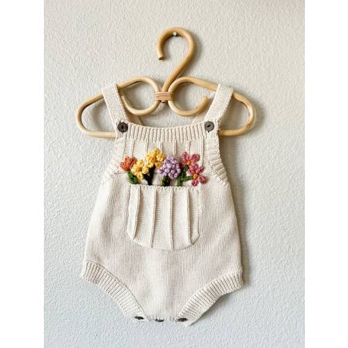 Custom Hand Embroidered Pocket of Flowers Knit Romper, Custom Romper, Pocket Romper, Wild One, Milestone, Children’s Clothes, Gift, Summer - Etsy