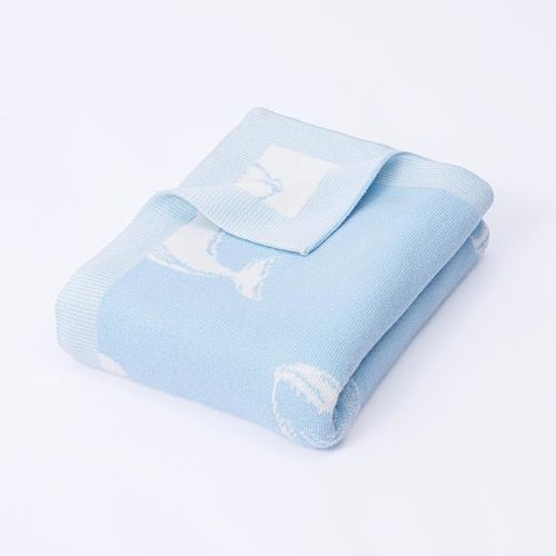 Whale Jacquard Baby Blanket, 30"x40" Two-Sided Breathable Throw Blanket for Boys and Girls, Newborn Infant Toddler Ideal for Gift