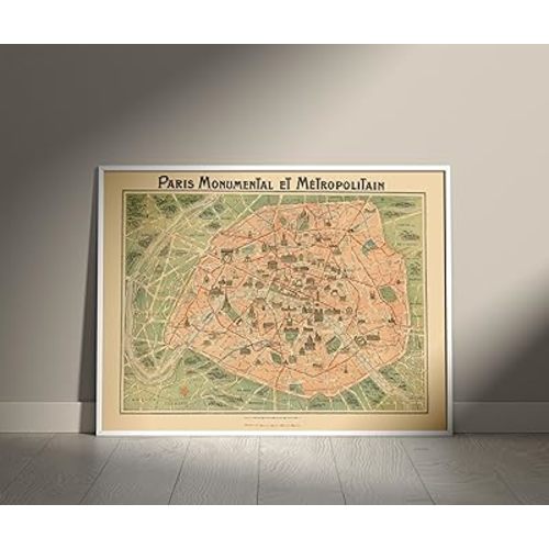 Historic Map : Paris Monumental et Metropolitan, c1920, Robelin, Vintage Wall Art : 24in x 18in