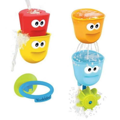 Yookidoo Baby Bath Toys - Fill 'N' Spill Stackable Cups Set for Ages 8 Months and Up