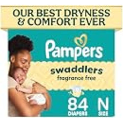 Pampers Swaddlers Diapers, Size 0 (up to 10 lbs), 84 Count, Fragrance Free, Hypoallergenic, Absorbent, Pediatrician Recommended, Skin Safe