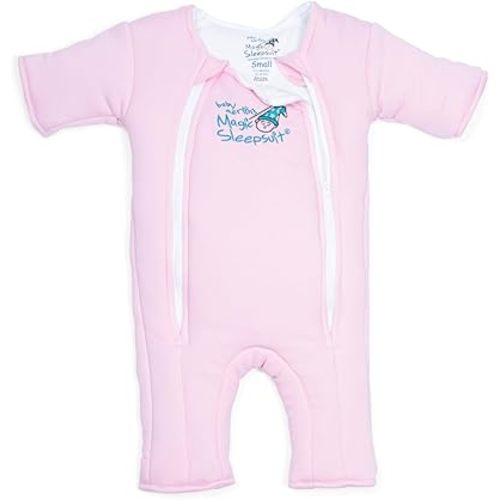 Magic Sleepsuit Baby Merlin's Bamboo/Cotton Baby Swaddle Transition Product - Soft and Cozy Design, Double Zipper for Easy Diaper Changes, Promotes Safe Sleep, 3-6 Months - Pink - Small 12-18lbs