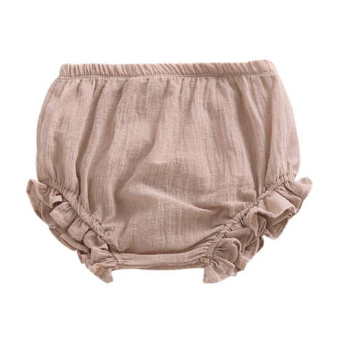 3-9 Months Newborn Toddler Baby Girls Boy Kids Cotton Linen Bloomer Basic Shorts Washable Reusable Diaper Cover - Khaki