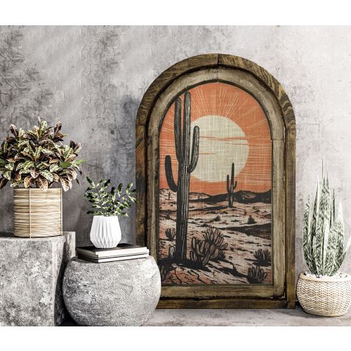 Southwestern Wall Decor | Western Wall Art | Cactus Decor | Retro Cowboy Wall Hanging | American Western | Arizona Decor
