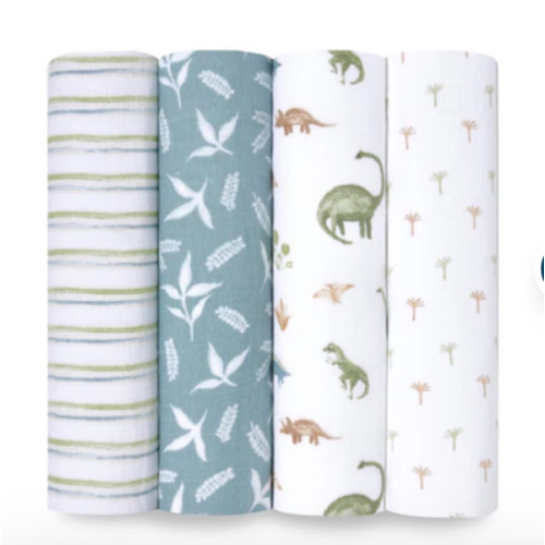 Dino Jungle Cotton Muslin Swaddle 4 Pack | aden + anais