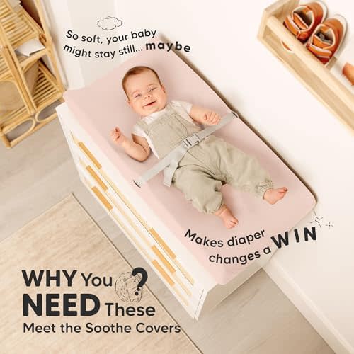 2-Pack Organic Changing Pad Covers for Girl, Boy, 100% Cotton (Cameo)
