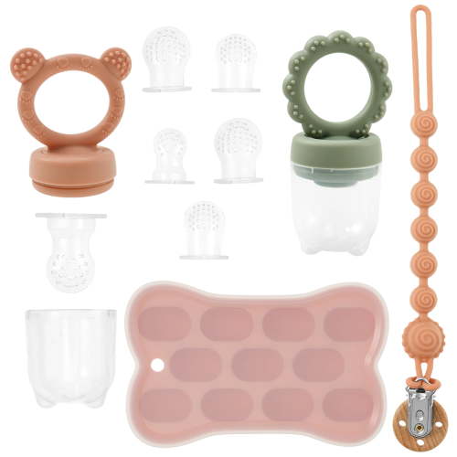 2Pcs Silicone Baby Fruit Feeders With Food Freezer Mold Tray Versatile Dishwasher Safe Infant Teething Feeders for Infant Self Feeding