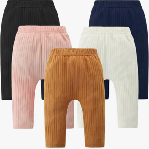 Fullfamous Baby and Toddler Girl's 5 Pack Cotton Ribbed Pull On Pants Leggings 0-4 Years