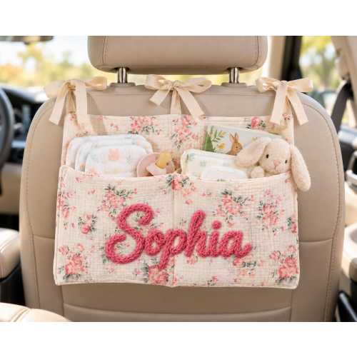 Personalized Muslin Crib Storage Bag, Custom Name Nursery Organizer, Baby Shower Gift