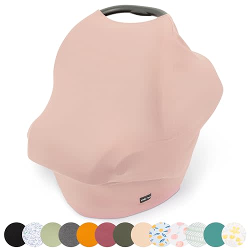 Simka Rose Car Seat Cover Baby & Nursing Cover Up for Breastfeeding – Breathable Multi-Use Privacy Nursing Canopy, Soft Stretchy Rayon Blend Carseat for Baby Boys & Girls – Blush