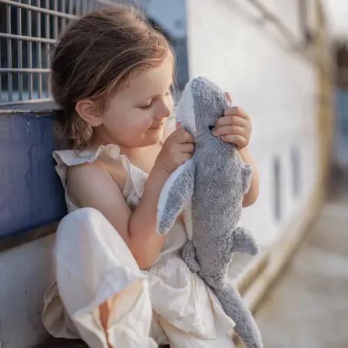 Senger Organic Cotton Cuddly Animal Shark, Small | Stuffed Animals- Blue Otter Toys