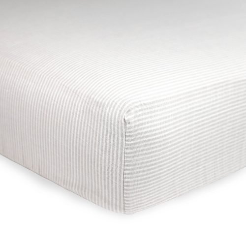 Sand Stripe Crib Sheet | Breathable Cotton Muslin Crib Sheet | Little Unicorn USA