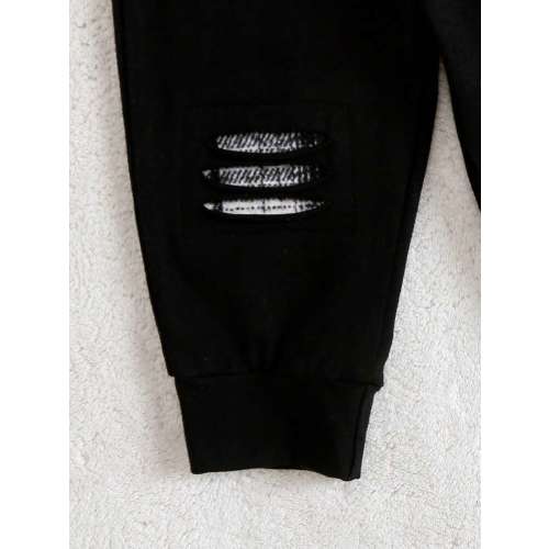 2pcs Set: Color Block Hooded Plaid Long Sleeve Bodysuit + Ripped Long Pants | SHEIN USA