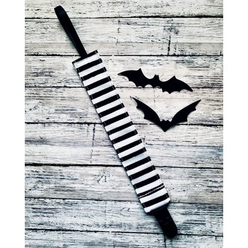 Spooky Stripes Pacifier Clip Goth Baby Ghoul