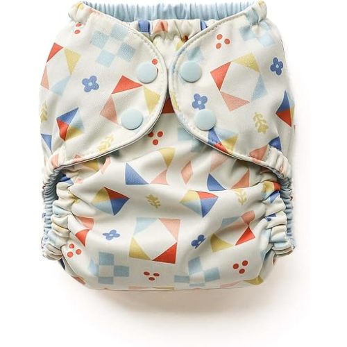 Esembly Cloth Diaper Cover - Reusable Swim Diaper, Waterproof, Breathable - Adjustable Outer Layer Over Absorbent Inner for Blowout Protection - Quilted, Size 1 (7-17lbs)