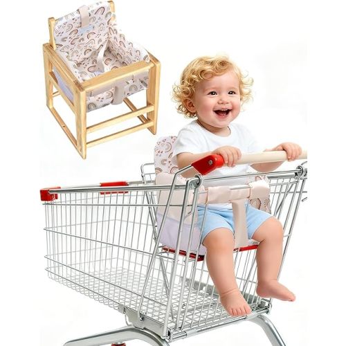 Grocery Cart Cover for Babies Soft Foam Padding Baby Cart Covers Machine Washable Foldable Portable for Shopping Car Seat Swing for Infant Boy Girls (Oatmeal)