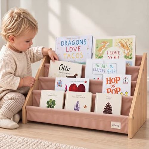 Decorative Wooden Bookshelf for Kids Rooms - Easy Install Montessori Shelf