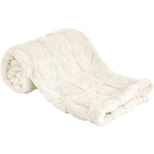 Yurhap Fleece Baby Blanket Heart Checkered Blanket, Ultra Soft Cozy Baby Blankets for Boys Girls, Fluffy Infant Toddler Newborn Receiving Blankets for Crib Stroller 30”×40” (Cream)