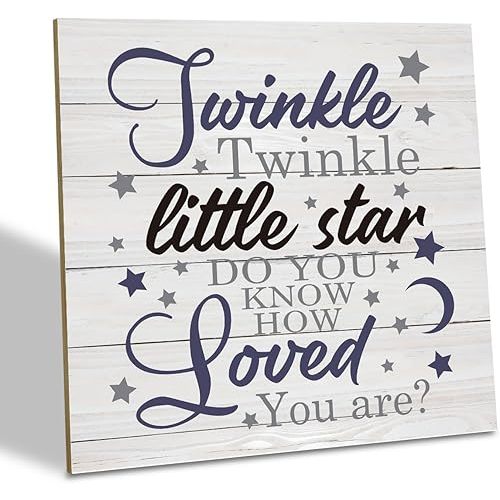 Nursery Decor, Wood Plaque Table Art Sign 6.2 * 6.2inch, Decorations for Baby Boys Room, Nursery Decor for Neutral, Twinkle Twinkle Little Star Do You Know How Loved You Are