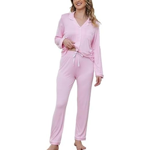 Button Up Pajamas for Women Long Sleeve Sleepwear Soft Loungewear Ladies Pjs Set XS-XXL
