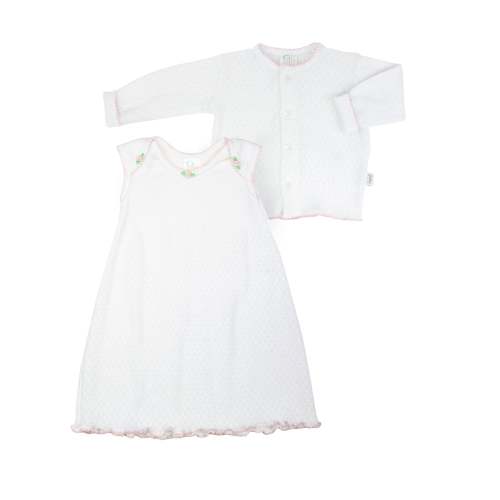 Sleeveless Dress with Rosettes & Cardigan Sweater Gift Set