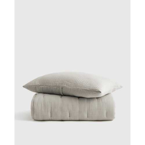 Organic Airy Gauze Toddler Quilt & Sham Set in Fog Grey