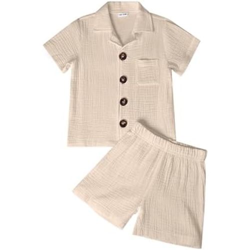 Baby Boy Clothes Summer Outfit, Soft Toddler Boys Clothes Cotton Short Sleeve Shirt Baby Boy Shorts Set with Pocket