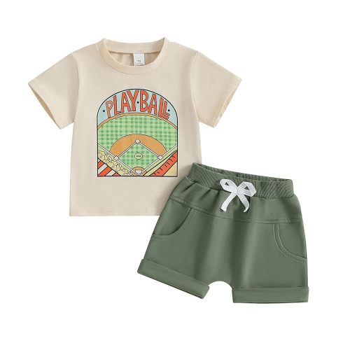 Kupretty Baby Boy Clothes Toddler Summer Outfit Short Sleeve T-Shirt Tee Tops Joggers Casual Shorts 2Pcs Clothing Set