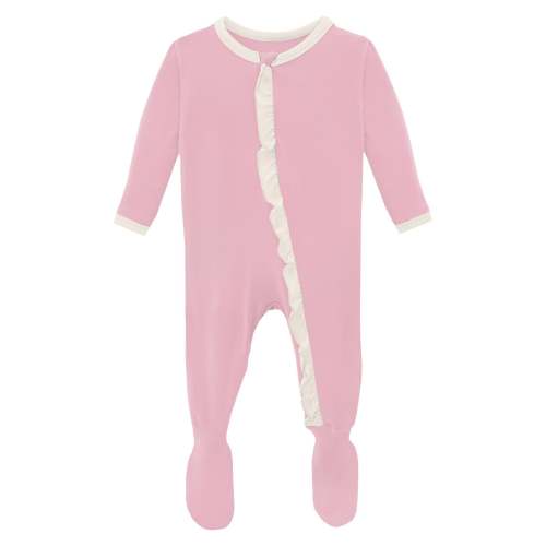 Classic Ruffle Footie with 2 Way Zipper cake pop with natural