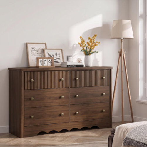 August Grove® Fluted 6 Drawer Dresser, 47.2" Wide Dresser for Bedroom | Wayfair