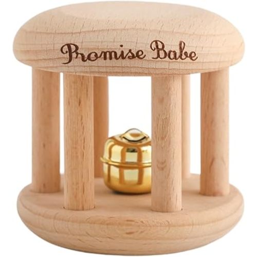 Promise Babe Infant Gym Organic Wooden Rattle Wooden Bells Rattles Nursing Shower Gifts Waldorf Toys