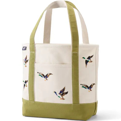 Medium Embroidered 5 Pocket Open Top Canvas Tote Bag | Lands' End