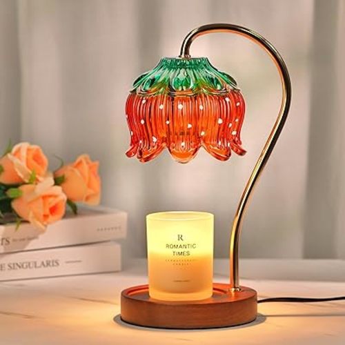 Strawberry Candle Warmer Lamp, Cute Candle Lamp with Timer & Dimmable, Birthday Christmas Gifts for Women Mom, House Warming Gift New Home, Lotus Wax Melt Warmer for Yankee Village Candles