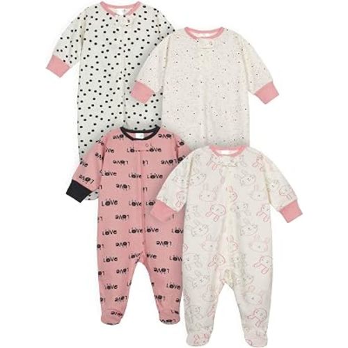 Onesies Brand Baby Girls 4-Pack Sleep 'N Play Footies Multi Pack