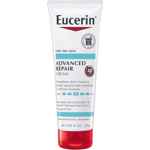 Eucerin Advanced Repair Body Cream for Very Dry Skin, Fragrance Free Daily Body Moisturizer, 8 Oz Tube
