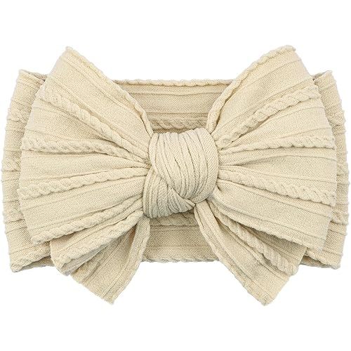 LemonSpace Handmade Baby Girls Headbands with Bows for Newborn Kids Beige