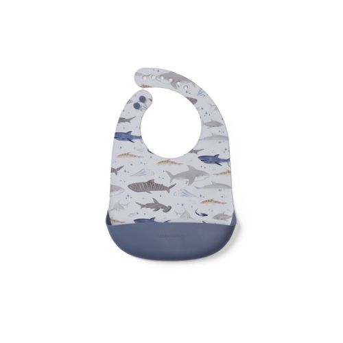 Loulou Lollipop Silicone Printed Bib - Shark