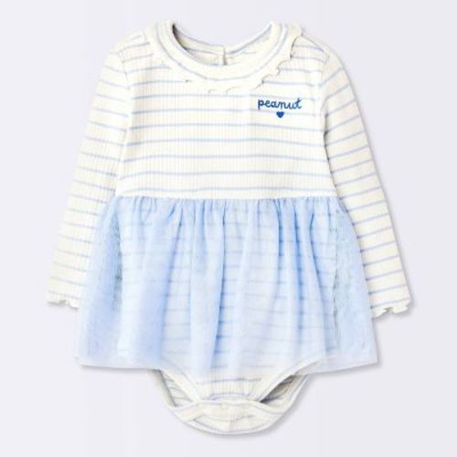 Baby Girls' Striped Tulle Skirt Bodysuit - Cloud Island™ Blue 0-3M