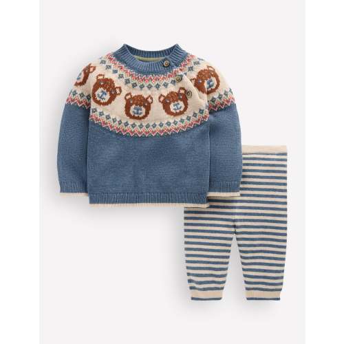 Fair Isle Knitted Play Set - Denim Blue Bear Fair Isle | Boden USA