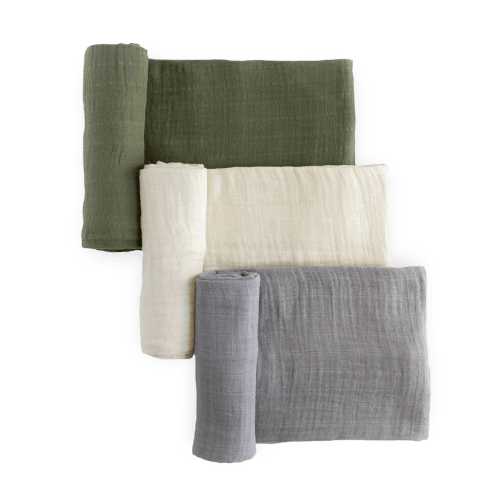 Cotton Muslin Swaddle Blanket 3 Pack - Fern