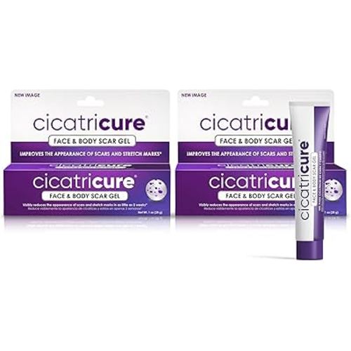 Cicatricure Advanced Scar Gel for Face & Body - Proven Results in 2 Weeks, Scar Treatment for Surgical Scars, Stretch Marks, Scars of Burns and Injuries, Acne Scar Treatment, 1 oz (28 g) - Pack of 2