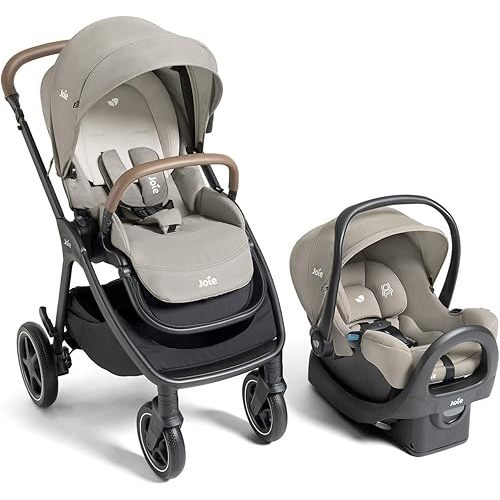 Joie, Kava and Rue Travel System - 3-in-1 Stroller, Lightweight Infant Car Seat & Anti-Rebound Base, All-Wheel Suspension, Reversible Seat (Dove)