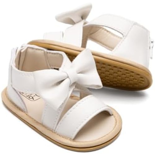 Babelvit Infant Baby Girl Boy Sandals Comfort Premium Summer Outdoor Casual Beach Shoes with Flower Bowknot Anti Slip Rubber Sole Newborn Toddler Prewalker First Walking Shoes